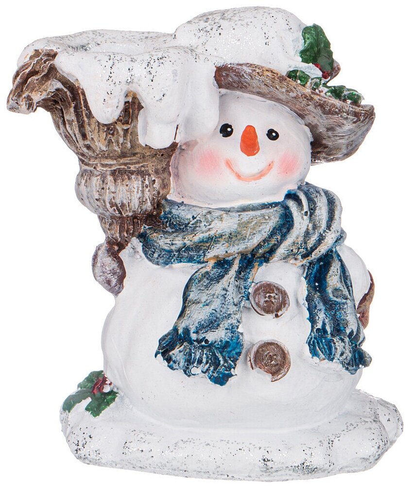 Фигурка декоративная снеговичок с подсвечником 12см Lefard (175102)