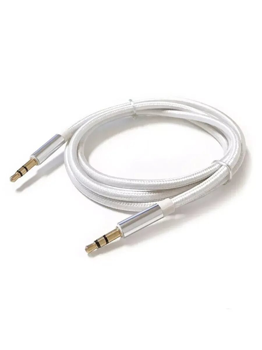 AUX кабель в машину mini jack 35 mm цвет белый длина 3 метра