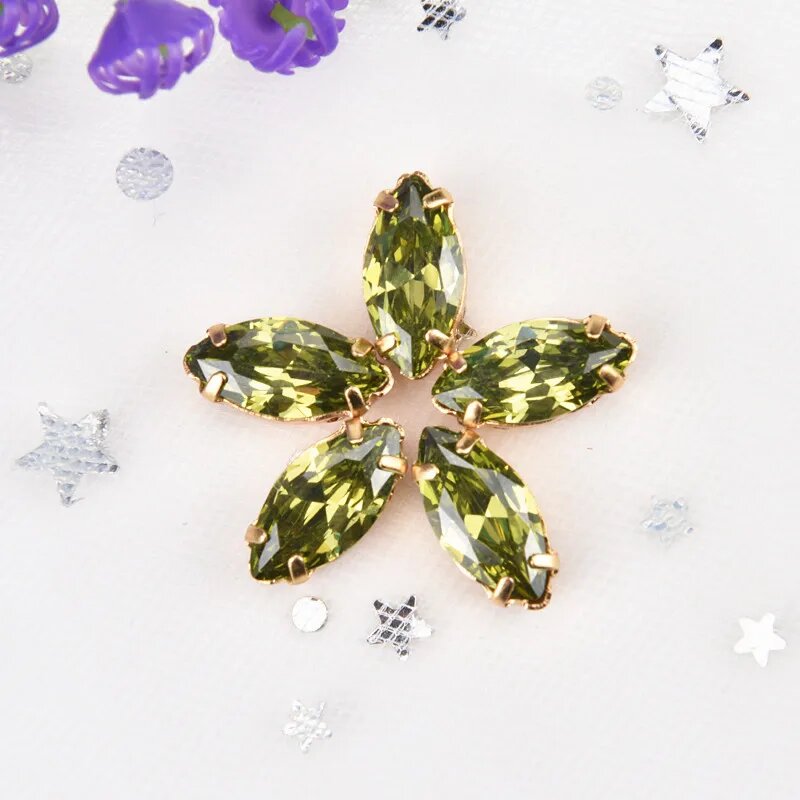 Циркониевые стразы XINMILLIE 5x10 мм 100 шт olive green 5X10mm 20Pcs