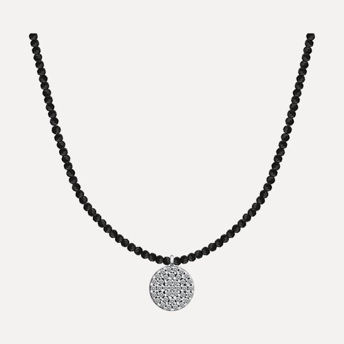 Изображение товара Колье, серебро, 925 проба, родирование, шпинель, фианит