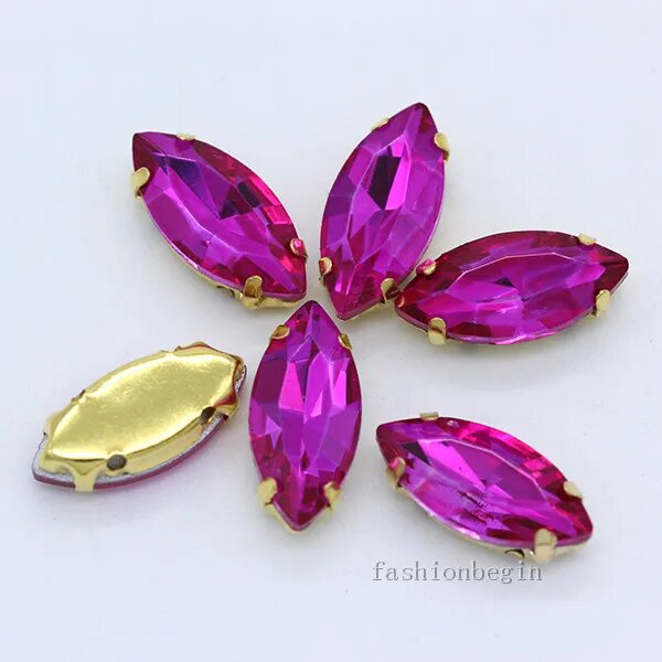 Стразы Nidezon для декора Фиолетовый, 9p 13x27mm, Розовый, rose