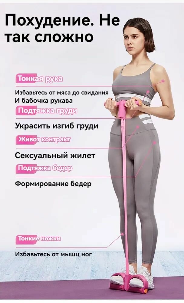 Эспандер для фитнеса с ручками и упорами для ног – универсальный тренажер для дома и зала — фото 1