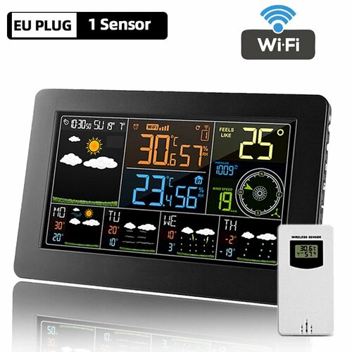 INTELSTONE Метеостанция с цветным экраном 220В EU 1 Sensor 4788₽