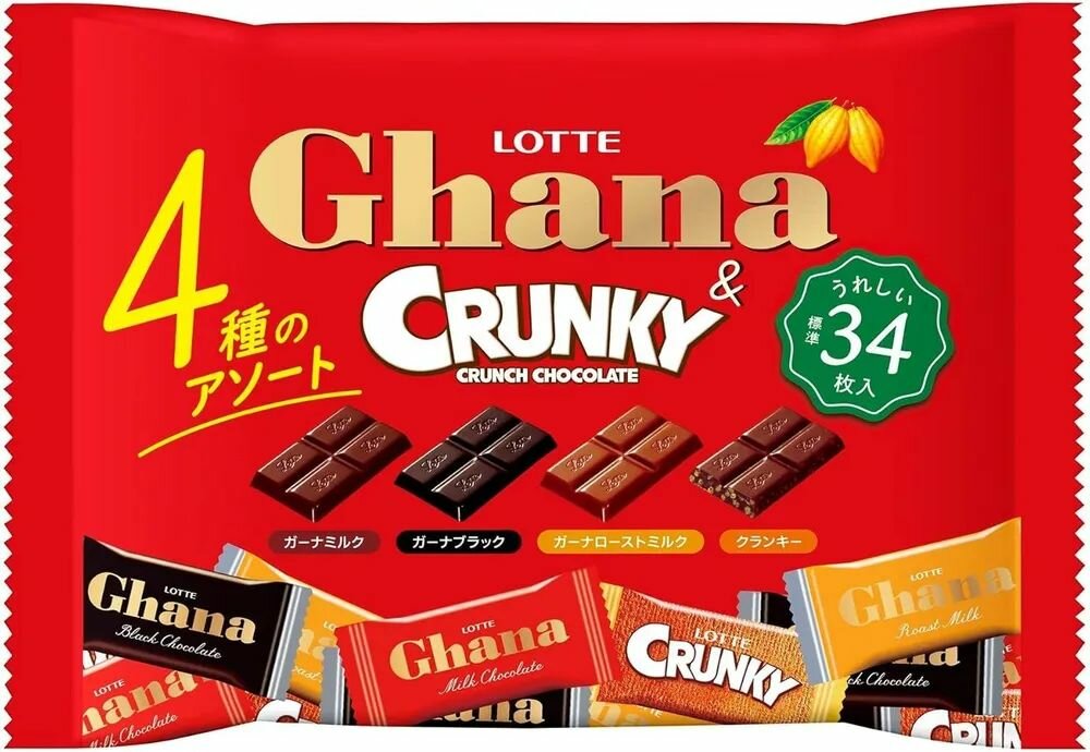 Шоколадное ассорти Ghana Mix & Crunky 129г