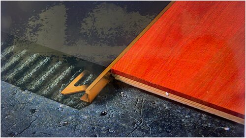 Изображение товара PROTERMINAL Г образный профиль алюминиевый цвет золото матовое 10 мм. длина 2.7 метра. PROGRESS PROFILES