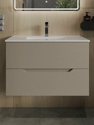 Изображение товара Тумба с раковиной 70 см подвесная Orange Лайн Li-70TuL+Ra, латте матовый