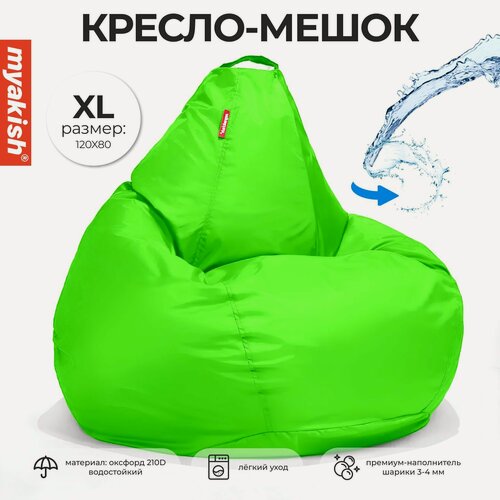 Изображение товара Кресло-мешок Myakish Оксфорд, салатовое, форма груша XL, до 150 кг, 80x120x80 см