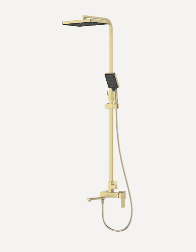Изображение товара Душевая стойка FRAP F2491-3, золотой сатин, латунный корпус, душ 32*22см