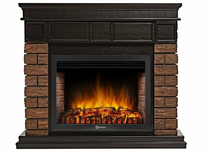 Каминокомплект Electrolux Bricks Wood 30 с очагом EFP/P-3020LS камень темный шпон венге