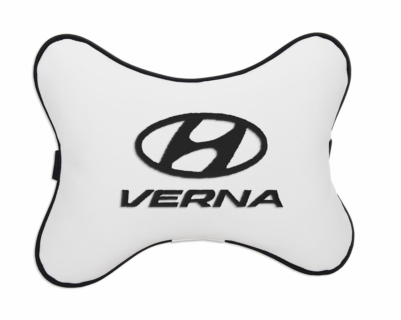 Подушка автомобильная на подголовник белая экокожа HYUNDAI Verna