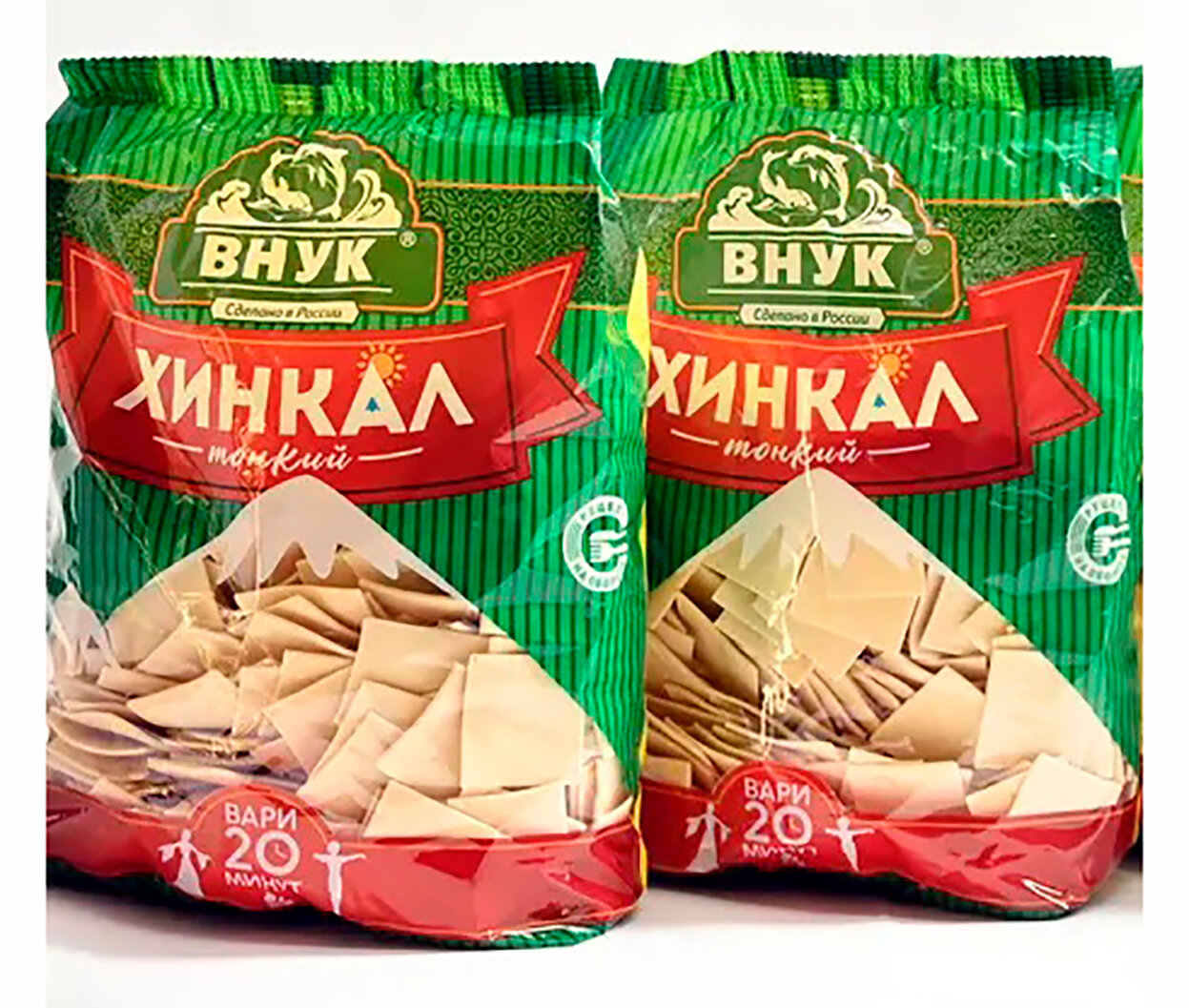 Хинкал тонкий, из высококачественной пшеничной муки, "ВНУК" 1000 грамм х 2 шт