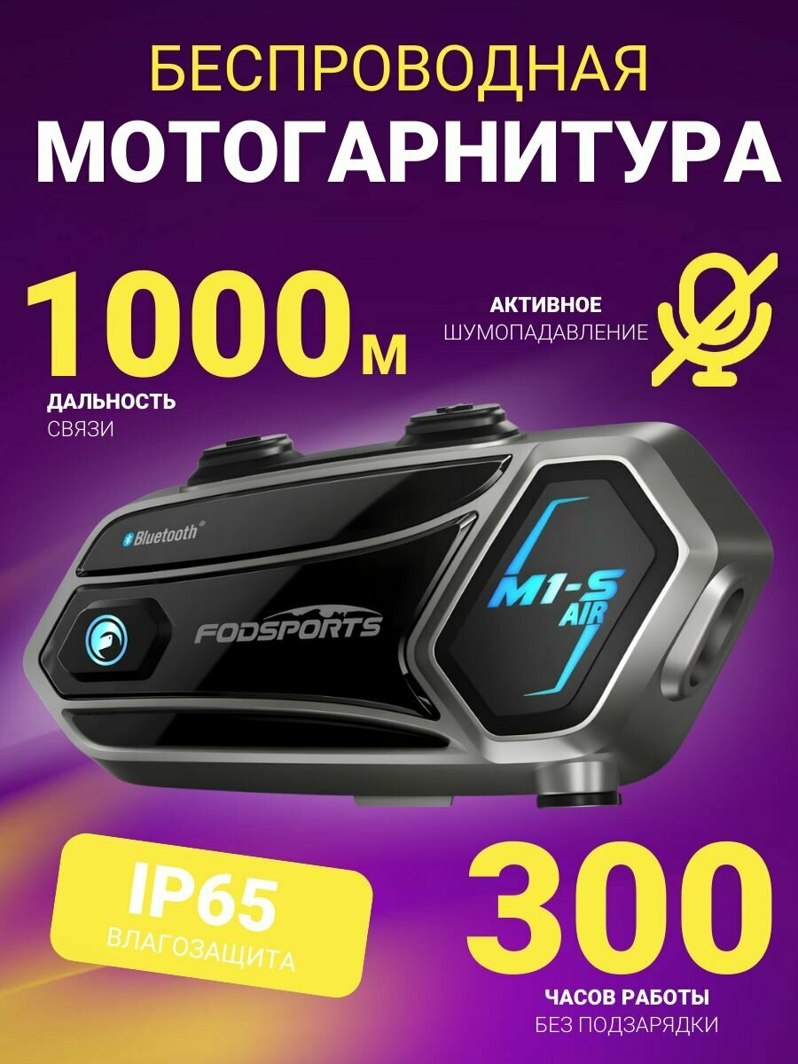 Bluetooth мотогарнитура в шлем для телефона M1-S AIR