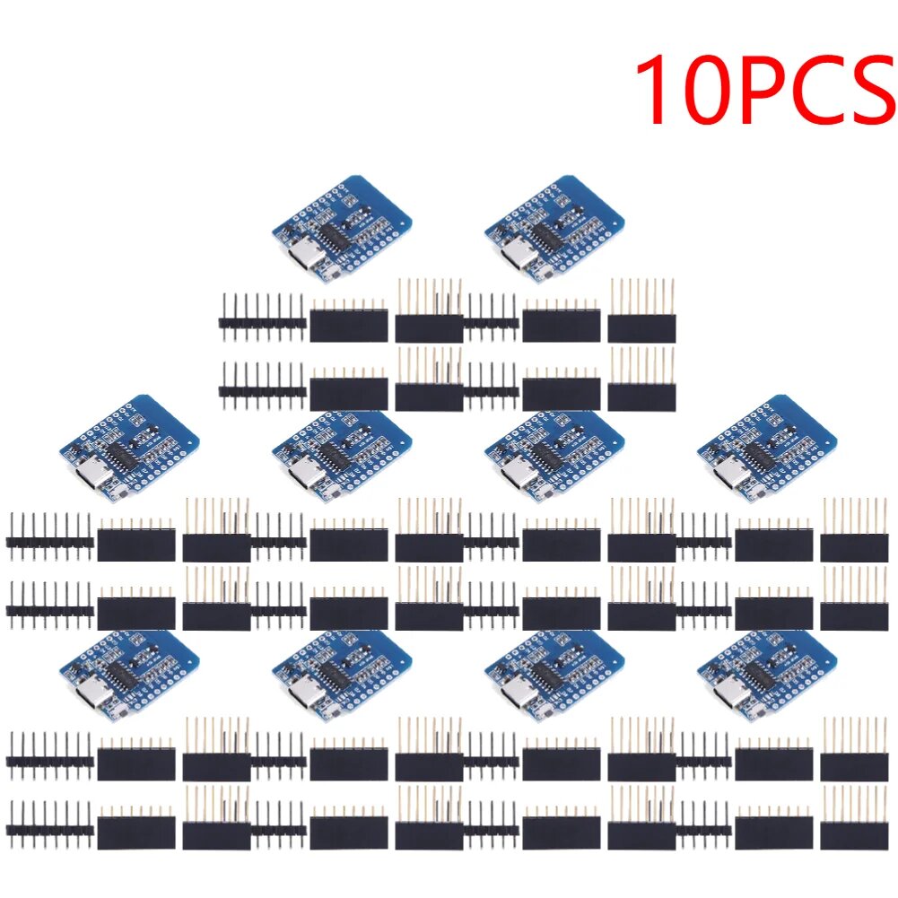 Мини плата разработки Wi-Fi ESP8266 D1, 1-20 шт, флэш-плата CH340G CH340 V2 Usb Wemos D1 Mini Nodemcu Lua Iot, плата 3,3 В, Met-Pins, Type c 10PCS