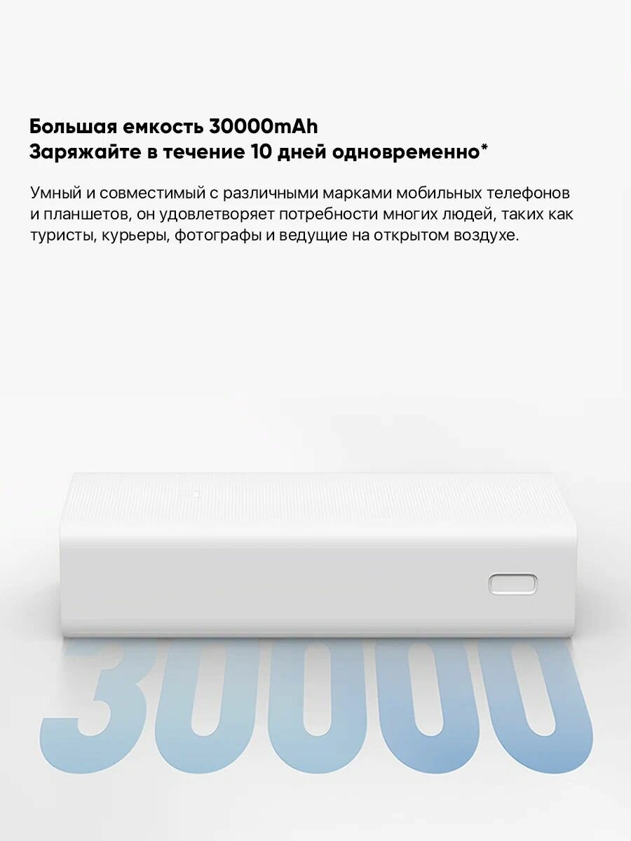 Mi Power Bank 3 30000 мАч / Быстрая зарядка 18W / USB-C / PD / QC 3.0 / Premium / android / ios — фото 1