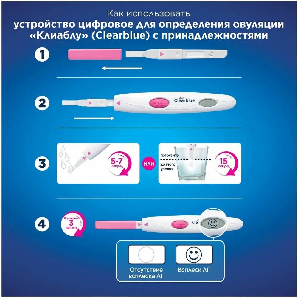 Тесты На Овуляцию Высокая точность Clearblue Цифровой тест для определения овуляции