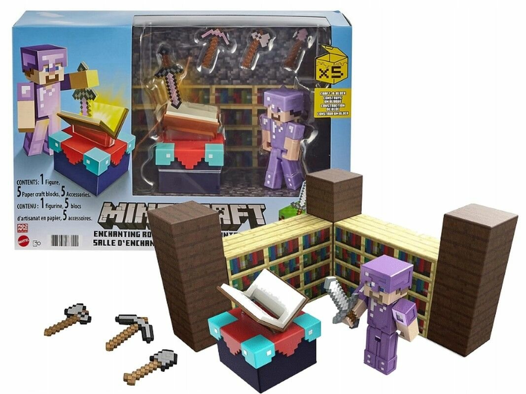 Фигурки Mattel Minecraft - Комната волшебства с фигуркой Стива и аксессуарами - Майнкрафт GYB62
