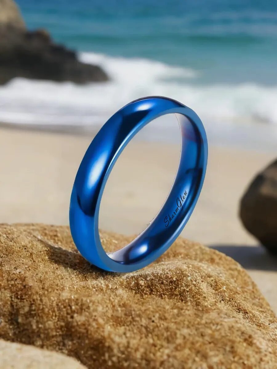 Кольцо обручальное SharmGlow, размер 19.5, синий — фото 1