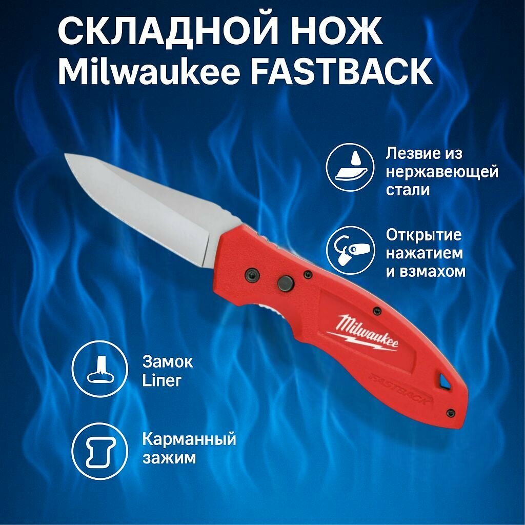 Нож MILWAUKEE раскладной Fastback 48221990, компактный карманный