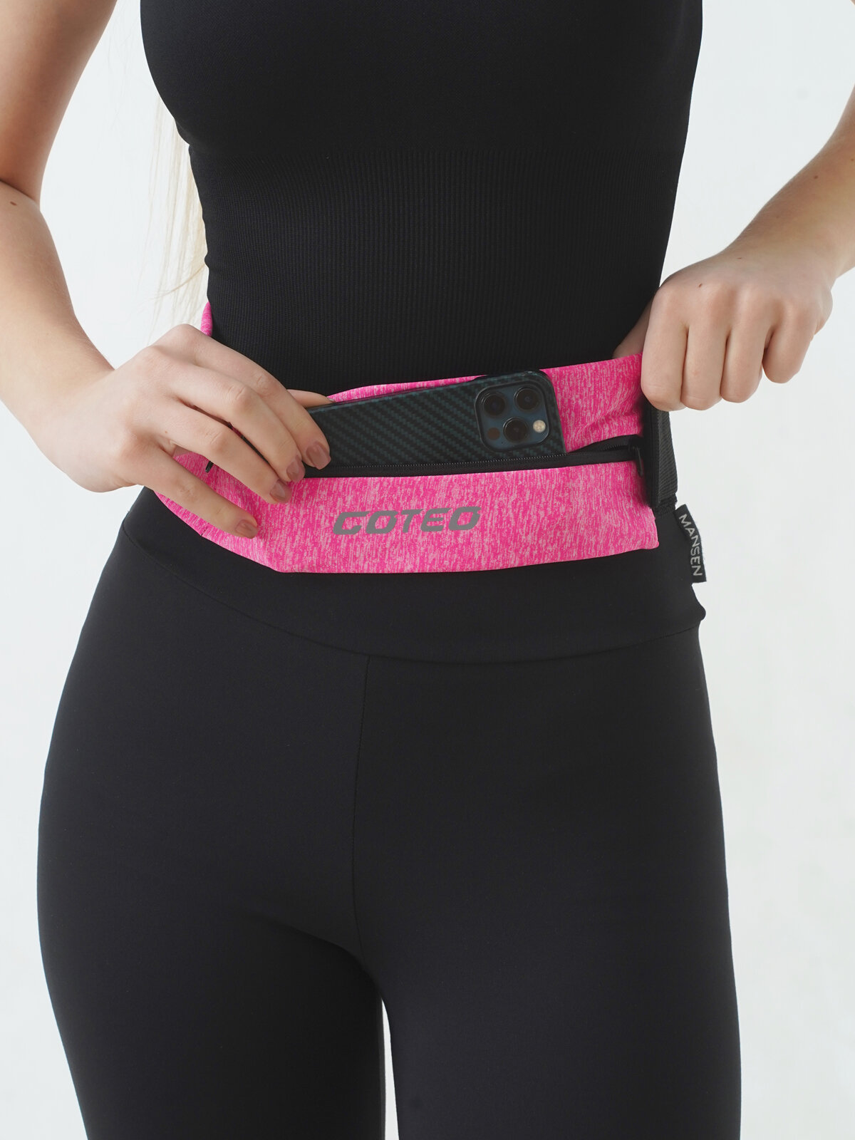 Сумка поясная Cateo, фактура матовая, розовый, — фото 1