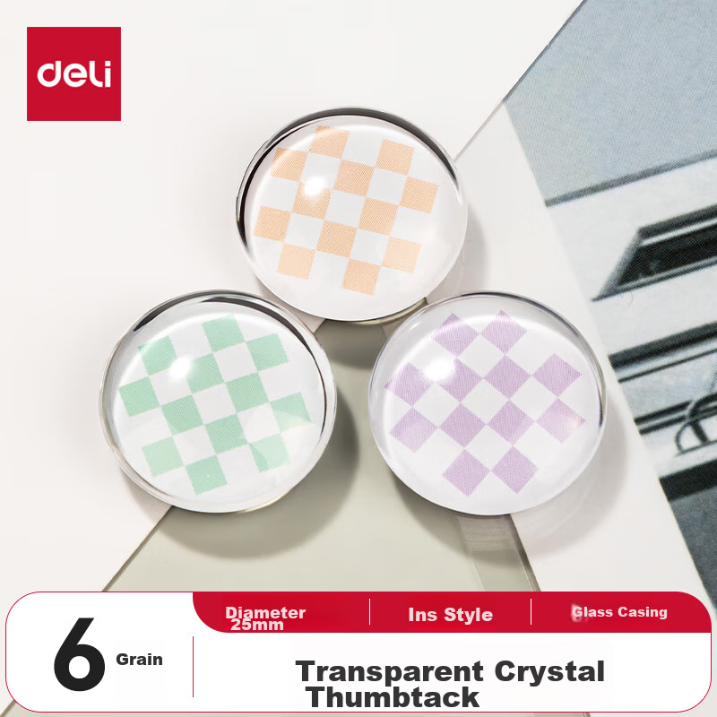 Магнитные булавки Deli Crystal, 6 штук/карточка, наклейки на холодильник в стиле INS, круглые