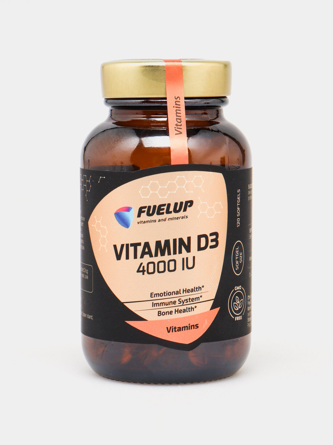 Витамин Д3 4000 ед Vitamin D3 софтгель FuelUP стекляная упаковка, 4000 МЕ 120 шт