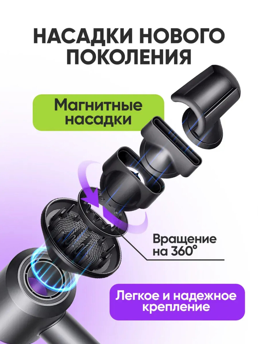 Фен Leafless Super Hair Dryer 5 насадок — фото 1
