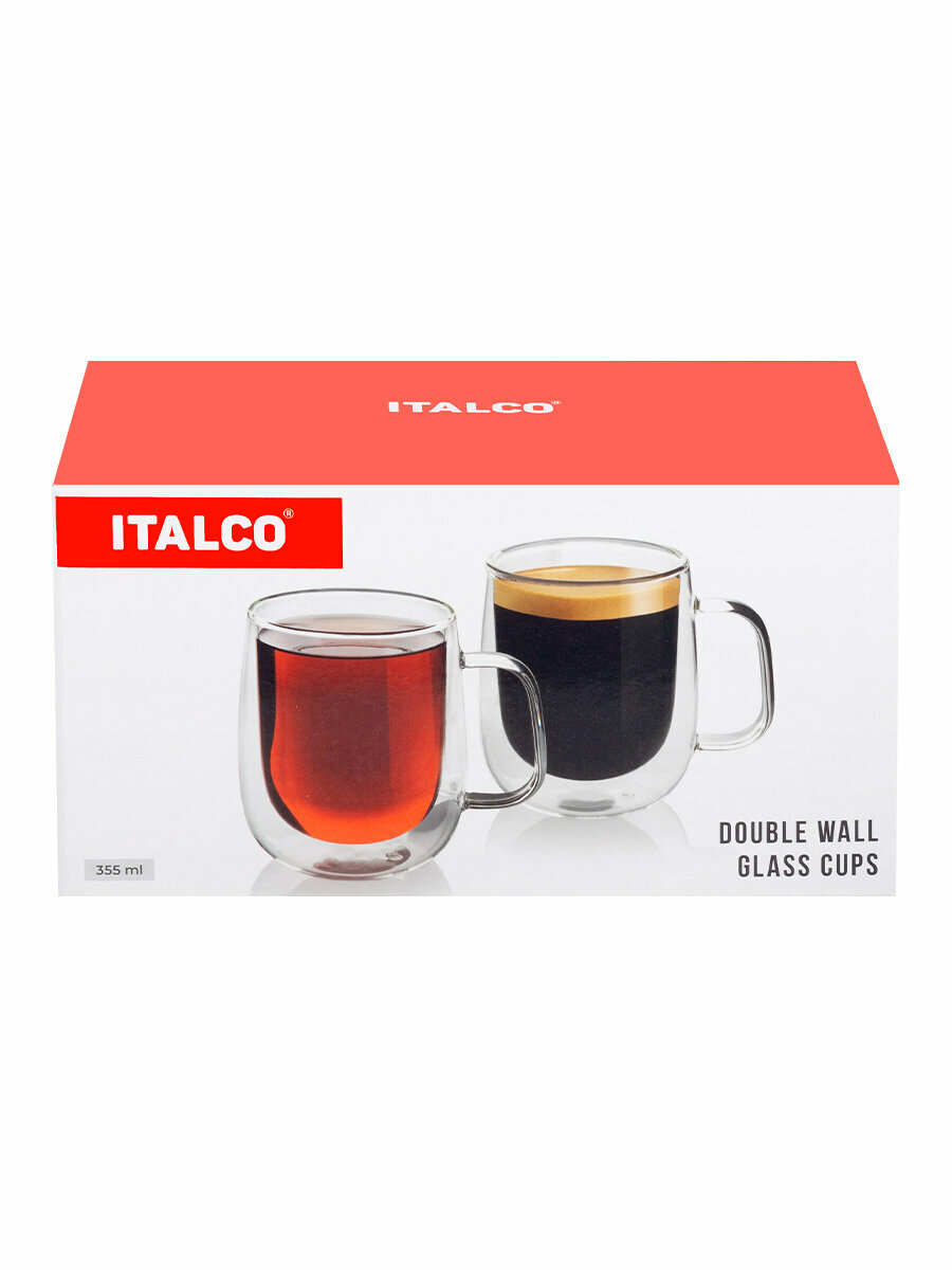 Набор кружек Italco с двойными стенками, 355мл, 2шт, бесцветный — фото 1