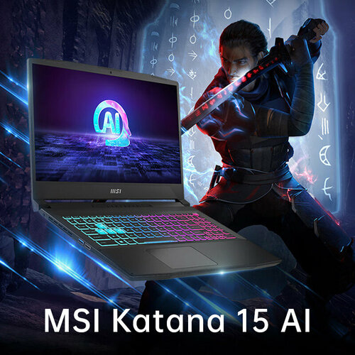 156Игровой ноутбук MSI Katana 15 AI AMD Ryzen 7 8845HS Nvidia GeForce RTX 4060 16ГБ 512ГБ 25K IPS 165 Гц черный 105000₽
