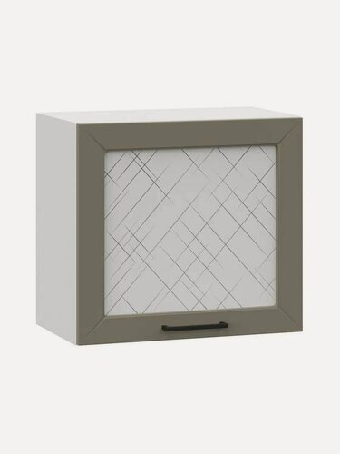 Изображение товара Кухонный модуль навесной, шкаф Сектор с полками, 50х29.6х45.6 см, Белый / Базальт со стеклом