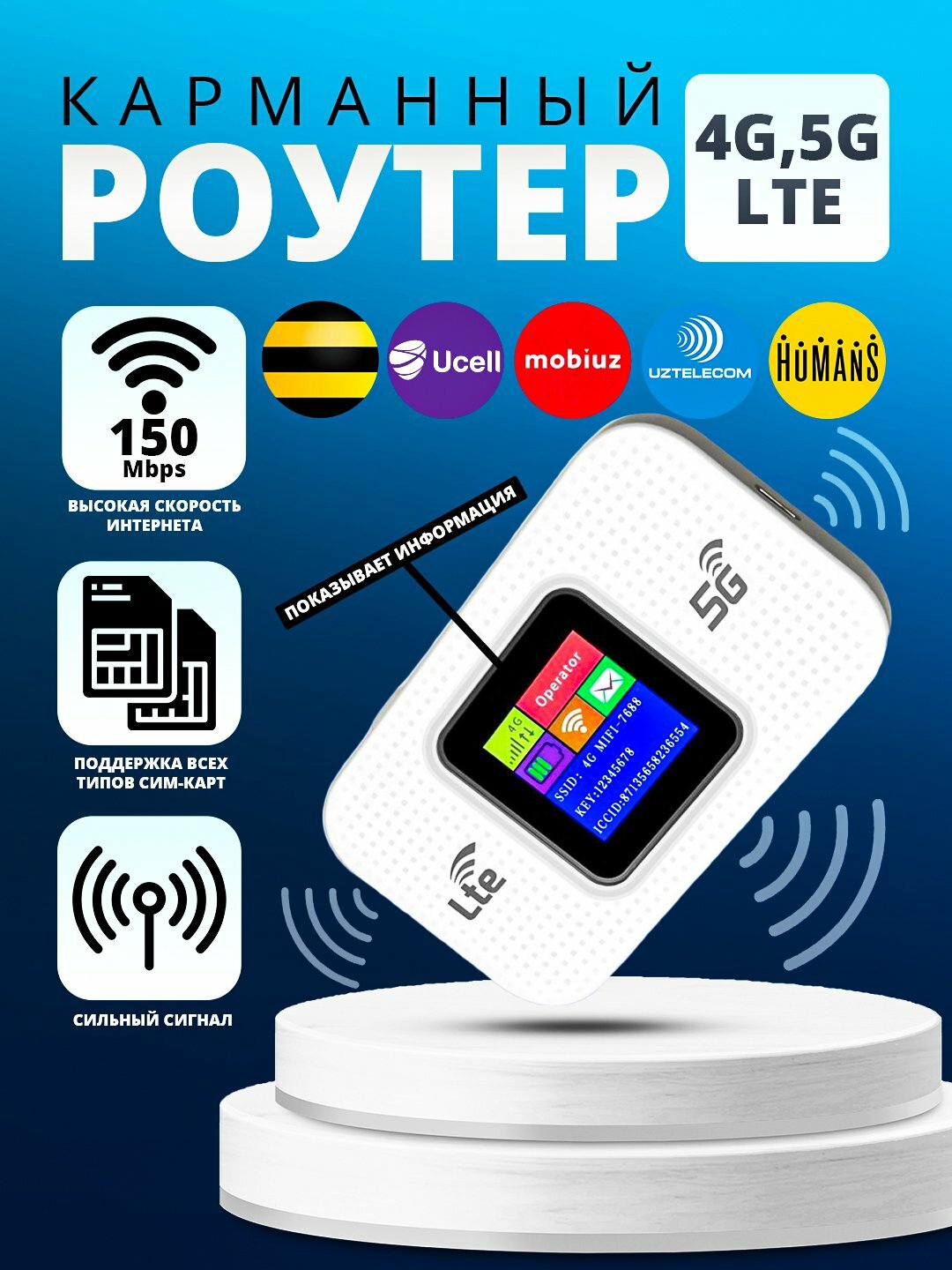 Карманный WIFI-роутер 4G, 5G — фото 1