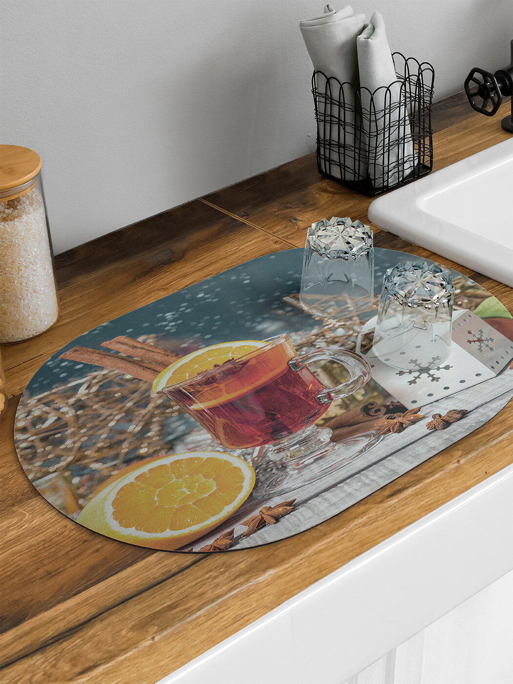 Коврик для сушки посуды впитывающий для кухни JoyArty 