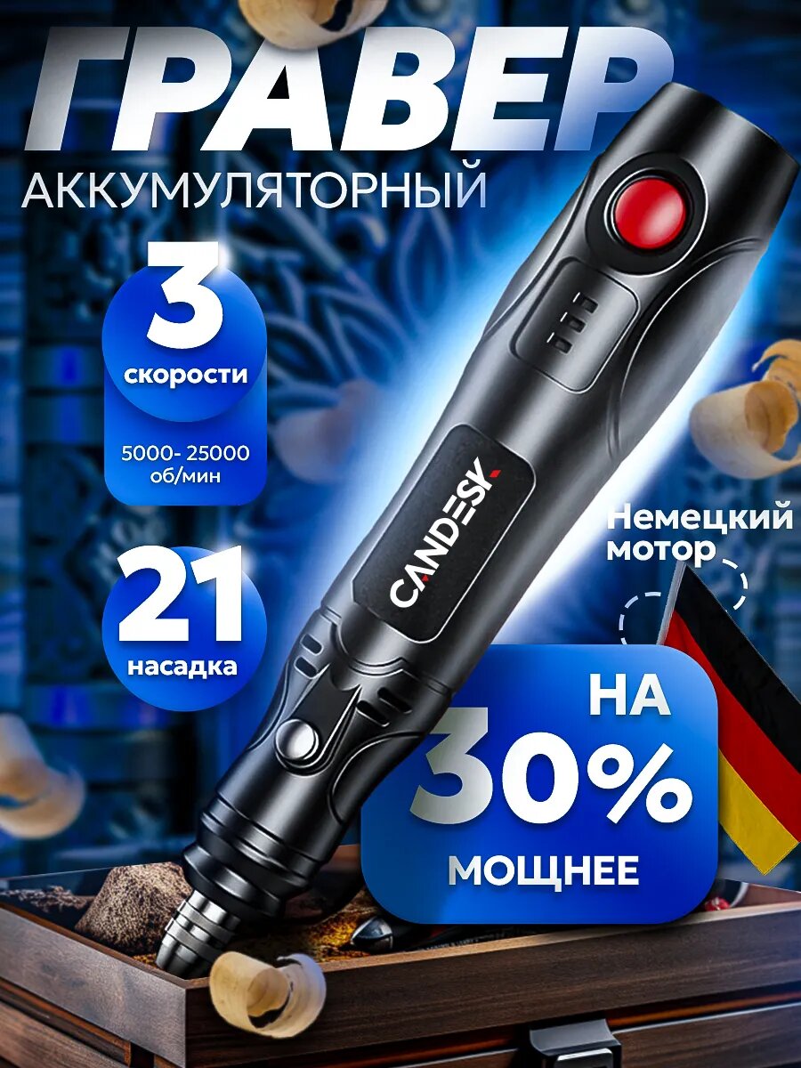 Гравер аккумуляторный с насадками