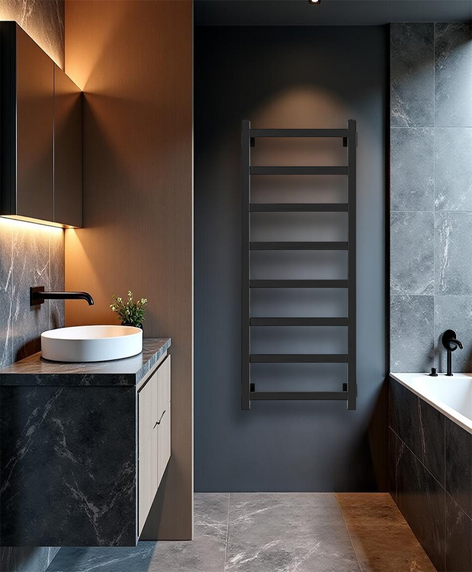 Полотенцесушитель водяной Quadro-1 100x50 см Черный