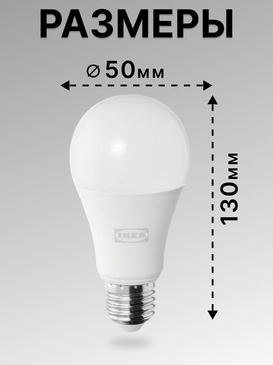 Лампа светодиодная 60 мм E27 9.5 Вт 2700 К 2 шт шарообразная регулируемая IKEA SOLHETTA солхетта — фото 1