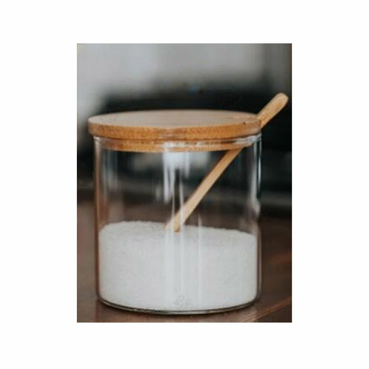 Сахарница Банка для хранения cыпучих продуктов, Bambu, объем 300 м стекл, с крышкой+ложечкой бамбук (109034)