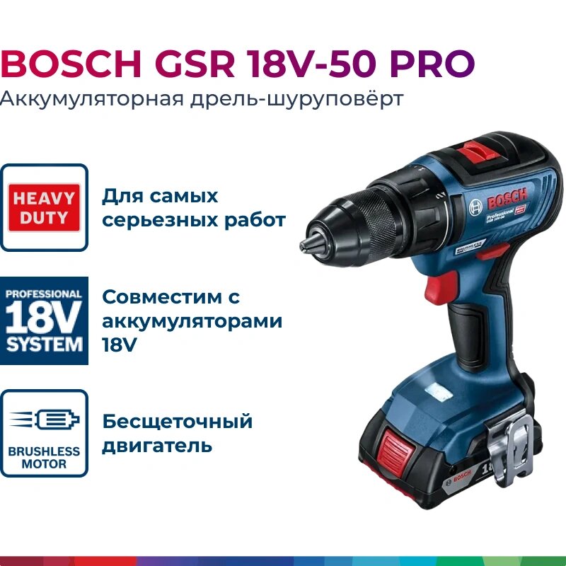 Дрель-шуруповерт Bosch GSR 18 V-55 без аккумулятора + L-Boxx (06019H5203)