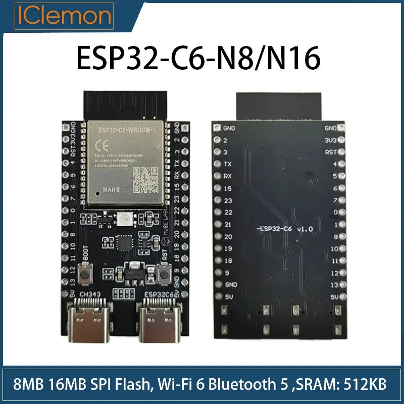 ESP32-C6-N8 ESP32-C6 плата разработки 8Мб 16Мб, ESP32-C6 N16, 15 мм — фото 1