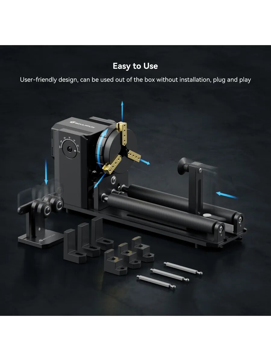 SCULPFUN RA Pro Max: 4-в-1 роторный модуль Y-оси для гравировки цилиндрических объектов