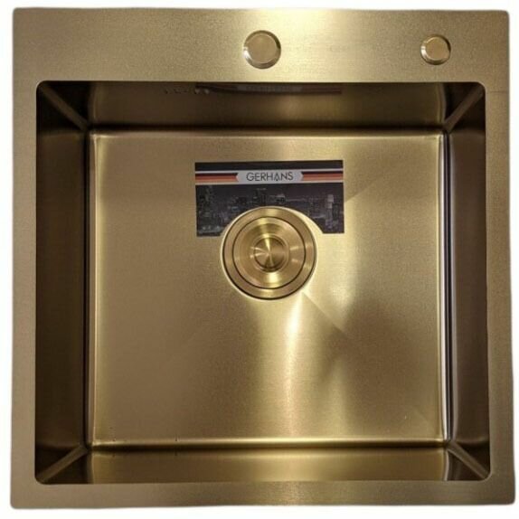 Кухонная мойка из нержавеющей стали с PVD покрытием Gerhans K35050G золото