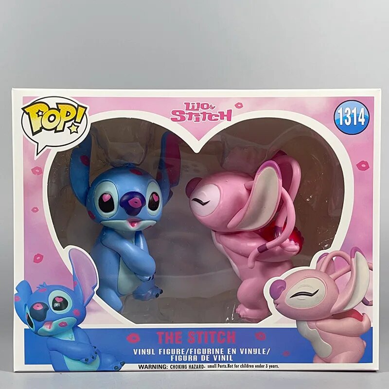 MINISO Disney Stitch пара аниме фигурок, with box, Розовый