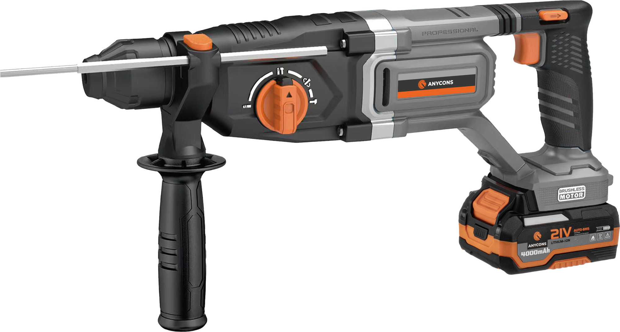 Бесщеточный перфоратор Anycons 28 Дж 21В 1 акб AC-H509 SDS+ AC-H5091