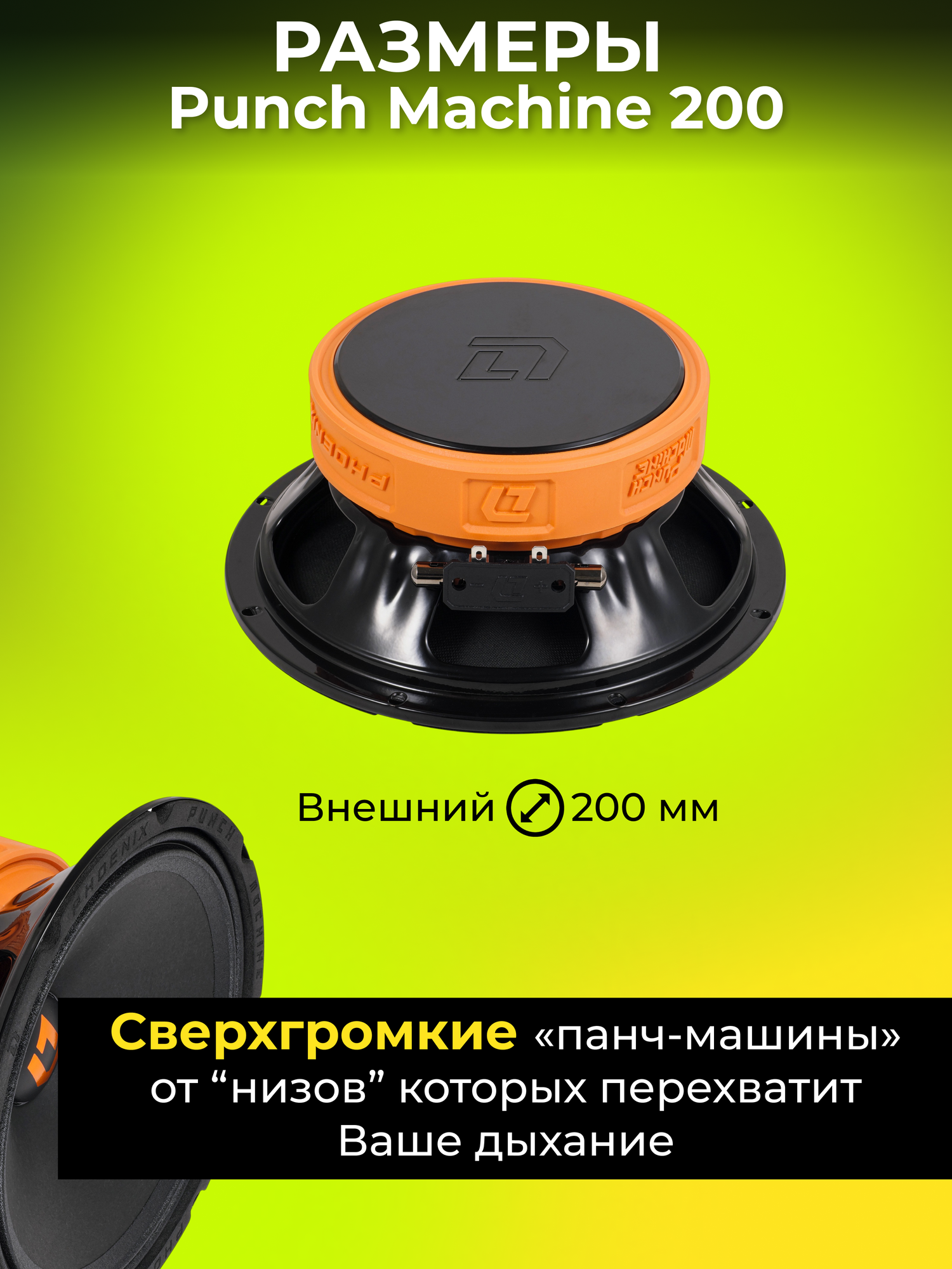 Колонки для автомобиля DL Audio Phoenix Punch Machine 200 / 20 см. (8 дюймов) / комплект 2 шт. — фото 1