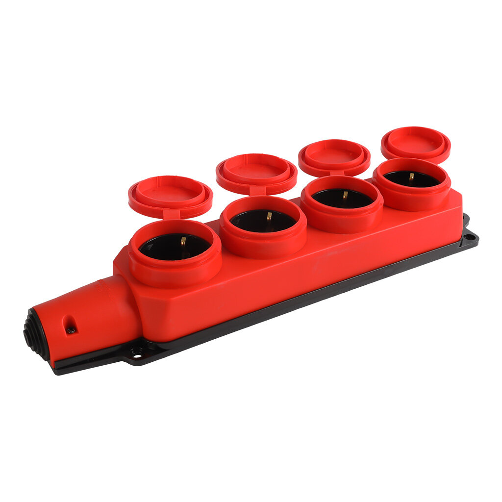 Розетка 4 места каучуковая 230В 2P+PE 16A IP44 Smartbuy SBE-16-4-00-Rr AE