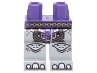 Hips and Light Bluish Gray Legs with Dark Purple Armor, Chain Belt and White Claws Pattern, 970c86pb12 Dark Purple U