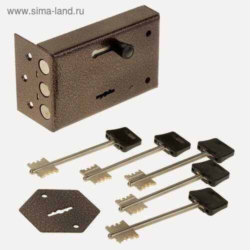 Изображение товара Замок накладной Сенат ЗНС3-5 Соболь, 3 ригеля, 5 ключей, черный