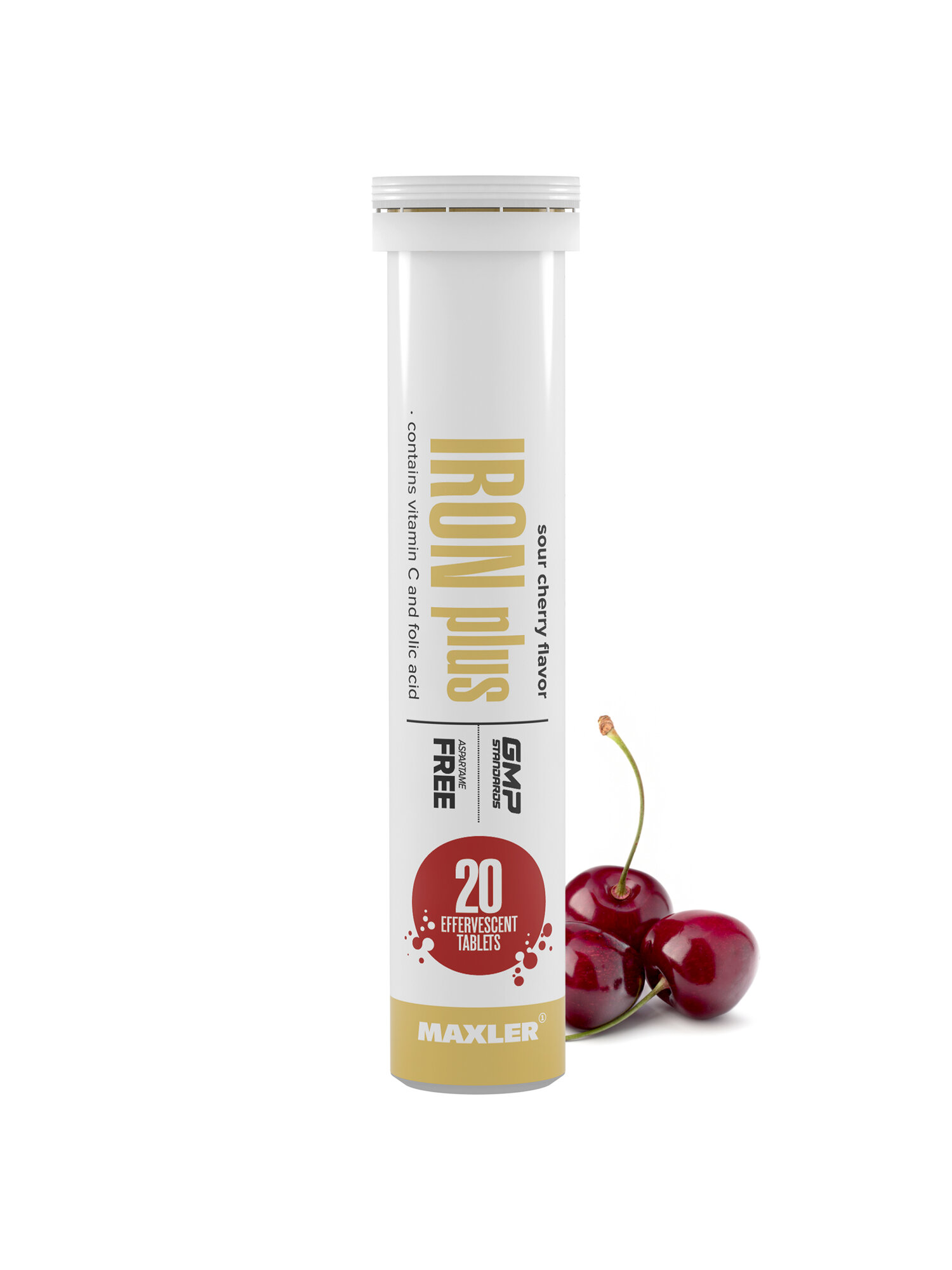 Железо с витаминами группы B и C Maxler Iron Plus Effervescent, 20 шипучих таблеток - Вишня