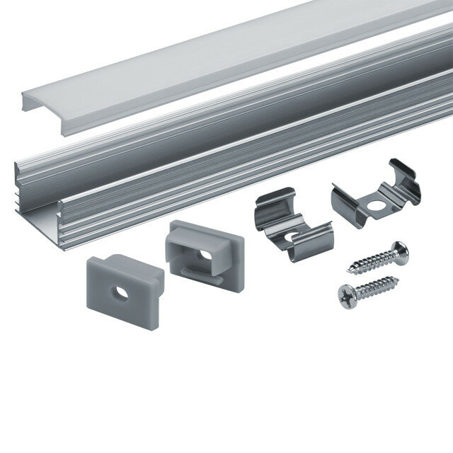 Профиль для светодиодной ленты NAVIGATOR накладной с рассеивателем 16.5х1.9х2000мм комплект серебро