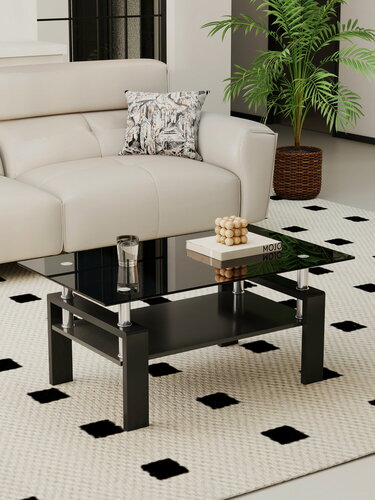 Изображение товара Журнальный стол, JCT1003-DB, закаленное стекло / металл / МДФ