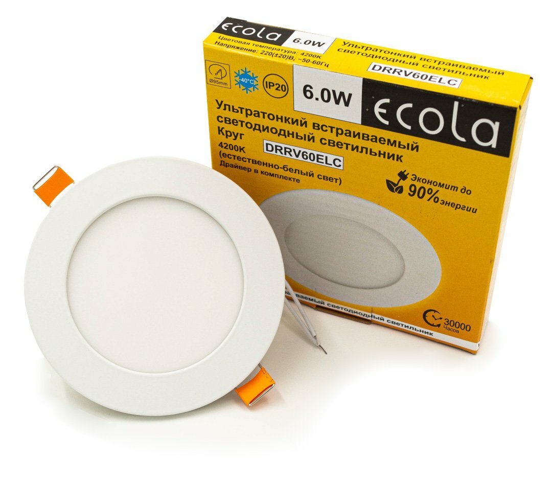 Встраив. потол. свет-к Ecola LED Круглый даунлайт с драйвером 6W 220V 4200K 120x20