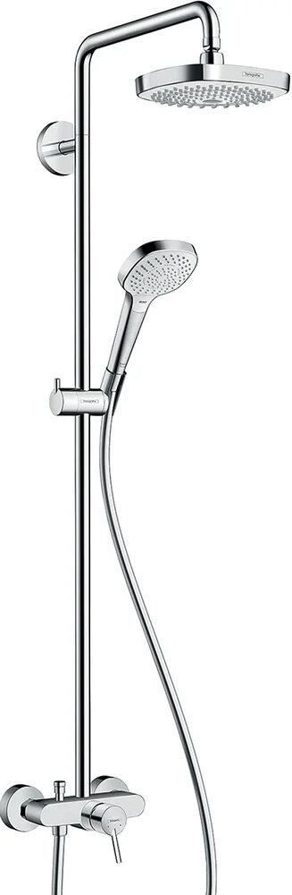 Душевая стойка Hansgrohe Croma 2jet Select E 180 с тропическим душем со смесителем латунная белая хром рычаг сбоку с лейкой